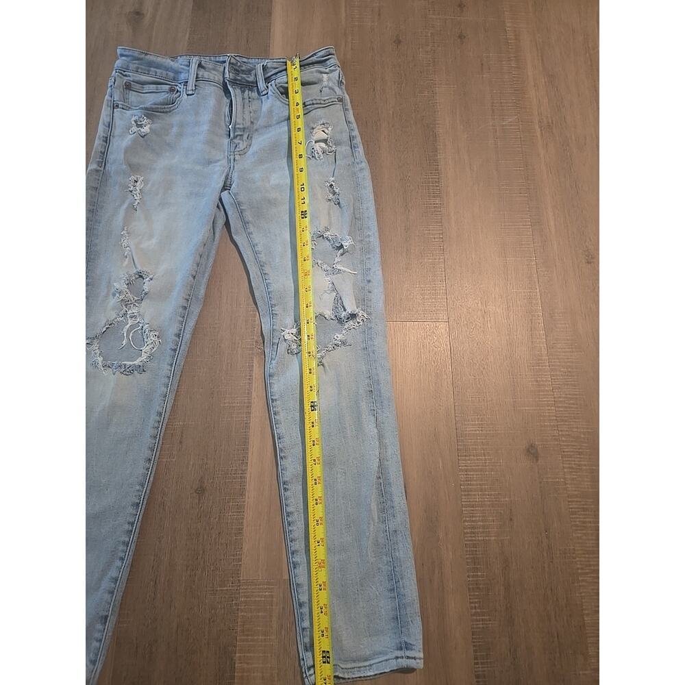 American Eagle Outfitters Skinny Light Blue Distressed Denim Jeans Women - Picture 8 of 16